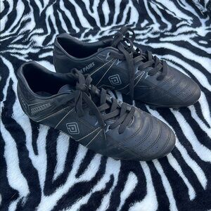 Black Soccer Cleats with Logo Design